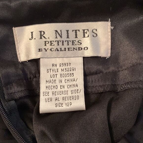 J.R.Nites Petites Plisse Black Wide Leg Pants Size 12P - Picture 7 of 8